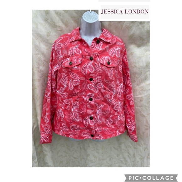 Jessica London size 14W jean jacket filigree pattern - Picture 1 of 12